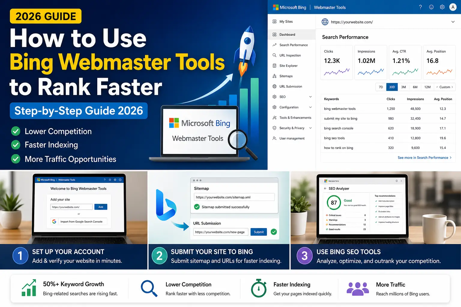 How to use Bing Webmaster Tools to rank faster with SEO analyzer, keyword research, and backlink tools